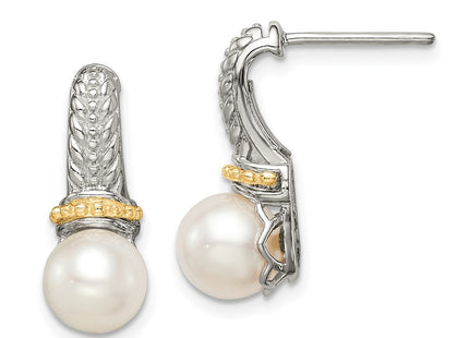 14k/Silver Two-Tone Earrings Style QTC1532 - Classique Jewelry Inc.