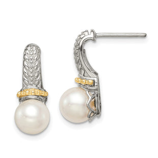 14k/Silver Two-Tone Earrings Style QTC1532 - Classique Jewelry Inc.