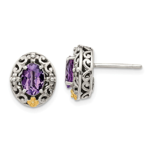 14k/Silver Two-Tone Earrings Style QTC1567 - Classique Jewelry Inc.