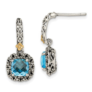 14k/Silver Two-Tone Earrings Style QTC1608 - Classique Jewelry Inc.