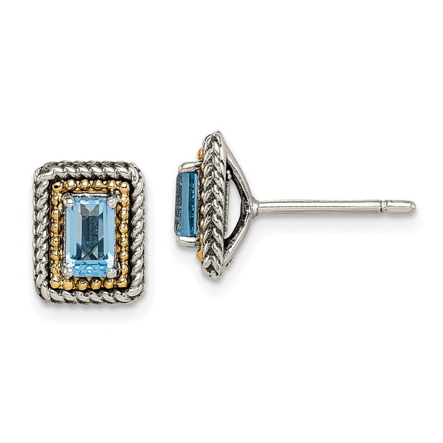 14k/Silver Two-Tone Earrings Style QTC1614 - Classique Jewelry Inc.