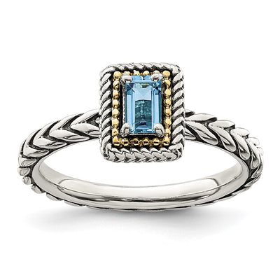 Sterling silver blue topaz ring