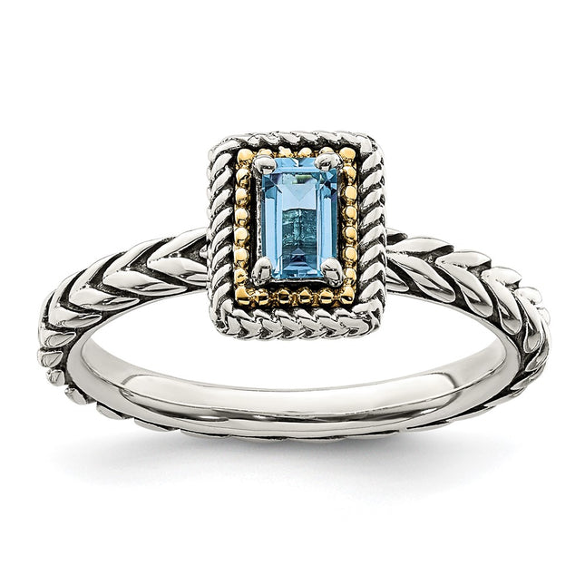 Sterling silver blue topaz ring