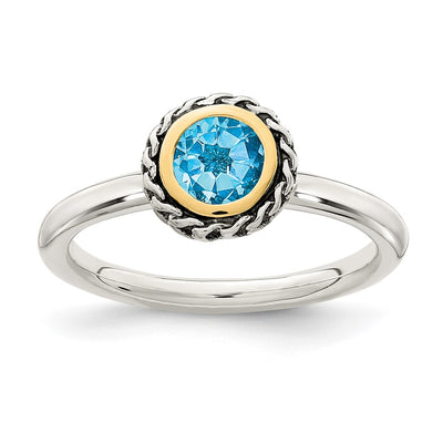 Sterling silver blue topaz ring