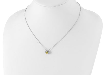 Shey Couture Sterling Silver with 14K Accent Antiqued Round Bezel Peridot Necklace