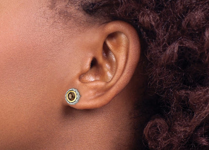 14k/Silver Two-Tone Earrings Style QTC1668 - Classique Jewelry Inc.