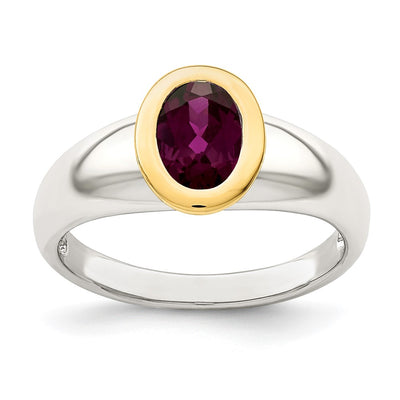 Sterling silver garnet oval ring