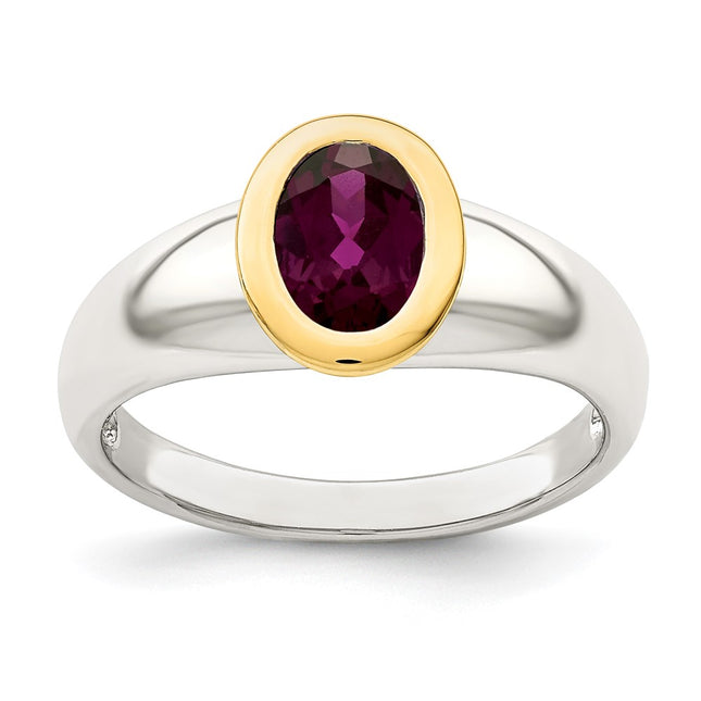 Sterling silver garnet oval ring
