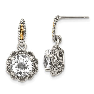 14k/Silver Two-Tone Earrings Style QTC1692 - Classique Jewelry Inc.