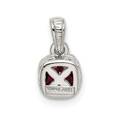 Shey Couture Sterling Silver Rhodium-plated with 14K Accent Polished Cushion-cut Created Ruby Pendant