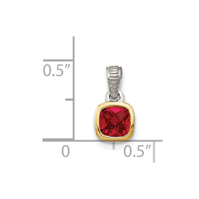 Shey Couture Sterling Silver Rhodium-plated with 14K Accent Polished Cushion-cut Created Ruby Pendant