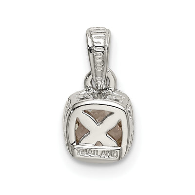 Shey Couture Sterling Silver Rhodium-plated with 14K Accent Polished Cushion-cut White Topaz Pendant