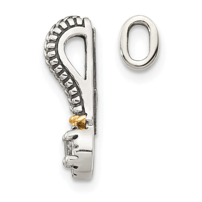 Shey Couture Sterling Silver Antiqued with 14K Accent Polished White Topaz Chain Slide Pendant