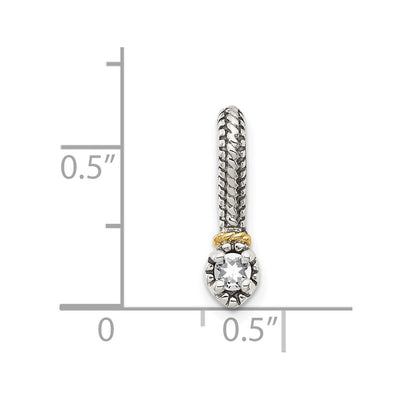 Shey Couture Sterling Silver Antiqued with 14K Accent Polished White Topaz Chain Slide Pendant