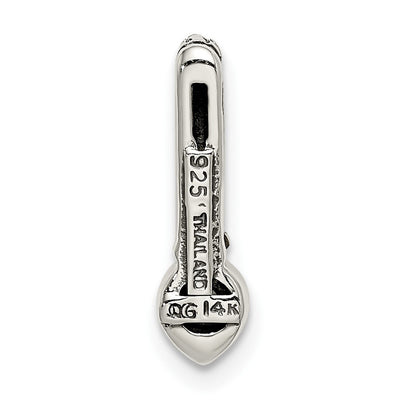 Shey Couture Sterling Silver Antiqued with 14K Accent Polished Aquamarine Chain Slide Pendant
