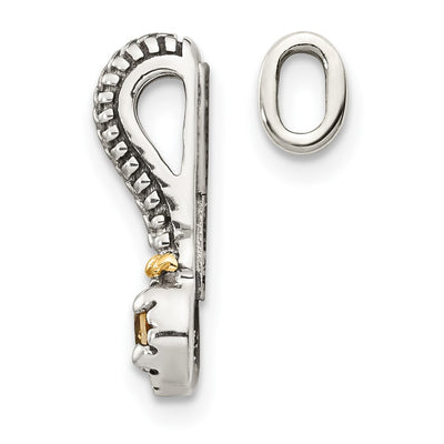 Shey Couture Sterling Silver Antiqued with 14K Accent Polished Citrine Chain Slide Pendant