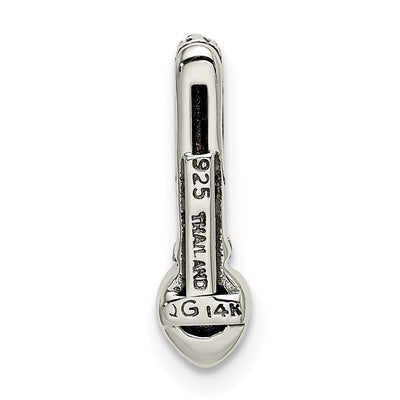 Shey Couture Sterling Silver Antiqued with 14K Accent Polished Peridot Chain Slide Pendant