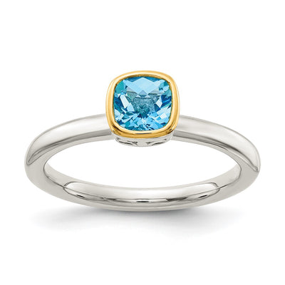 Sterling silver blue topaz ring