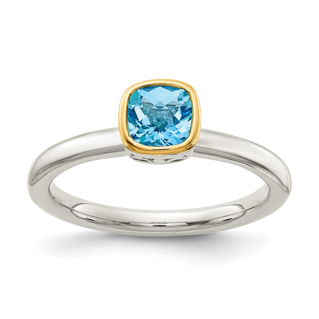 Sterling silver blue topaz ring