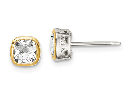 14k/Silver Two-Tone Earrings Style QTC1729 - Classique Jewelry Inc.