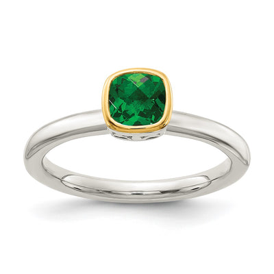 Sterling silver emerald ring