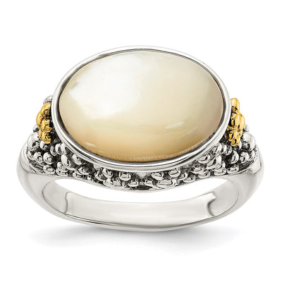 Sterling silver mother of pearl mother ring
