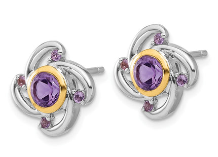 14k/Silver Two-Tone Earrings Style QTC1783 - Classique Jewelry Inc.