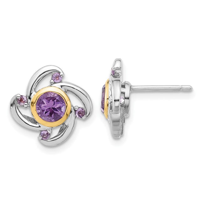 14k/Silver Two-Tone Earrings Style QTC1783 - Classique Jewelry Inc.