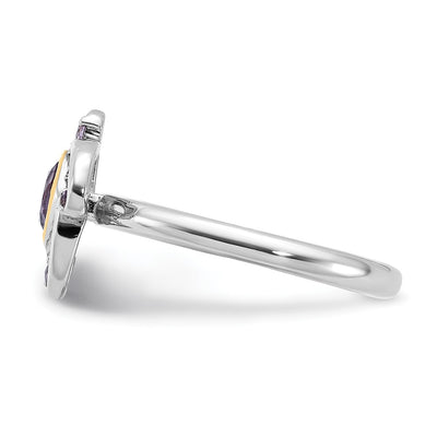 Shey Couture Sterling Silver Rhodium-plated with 14K Accent Amethyst and Pink Quartz Ring