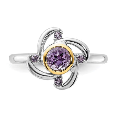 Shey Couture Sterling Silver Rhodium-plated with 14K Accent Amethyst and Pink Quartz Ring