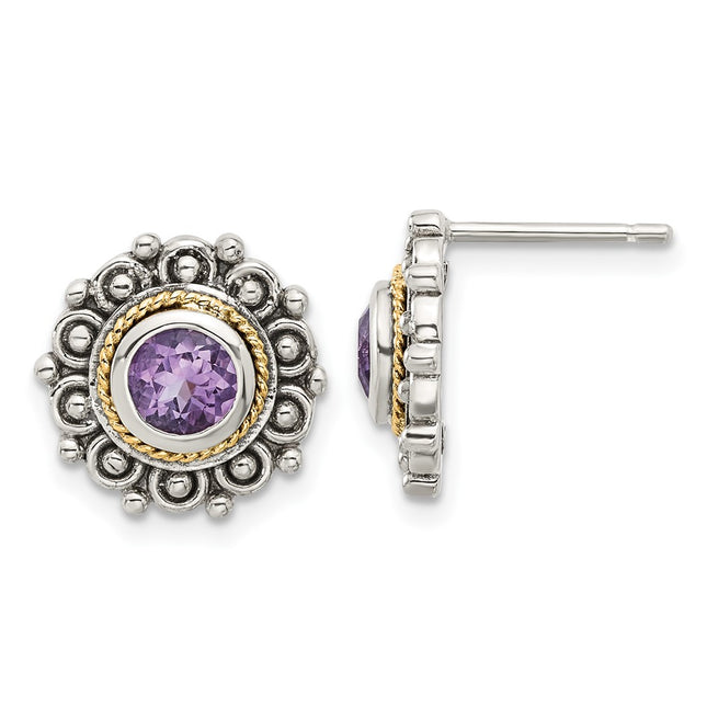 14k/Silver Two-Tone Earrings Style QTC1786 - Classique Jewelry Inc.