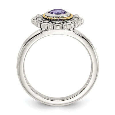 Shey Couture Sterling Silver with 14K Accent Antiqued Amethyst Ring