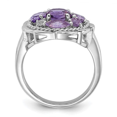 Shey Couture Sterling Silver Rhodium-plated with 14K Accent .78Amethyst / 1.0Pink Quartz / .06White Topaz Ring