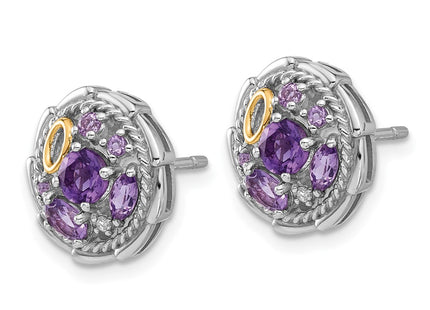 14k/Silver Two-Tone Earrings Style QTC1791 - Classique Jewelry Inc.