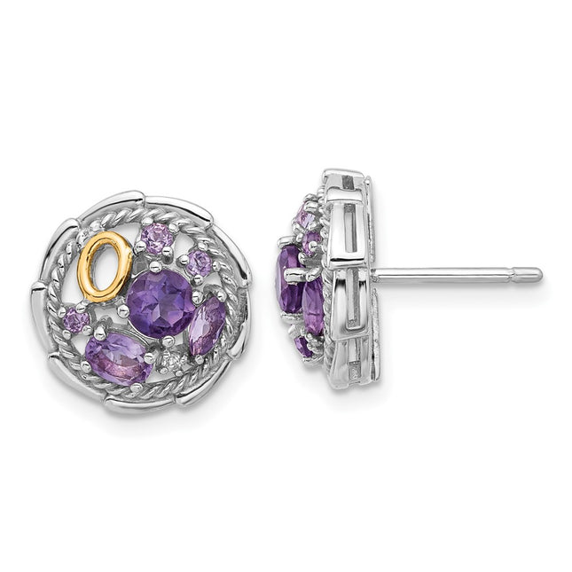 14k/Silver Two-Tone Earrings Style QTC1791 - Classique Jewelry Inc.