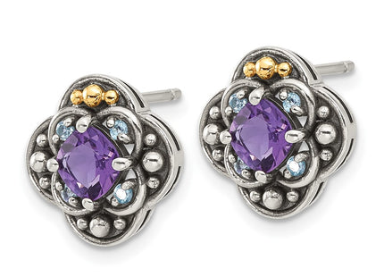 14k/Silver Two-Tone Earrings Style QTC1792 - Classique Jewelry Inc.