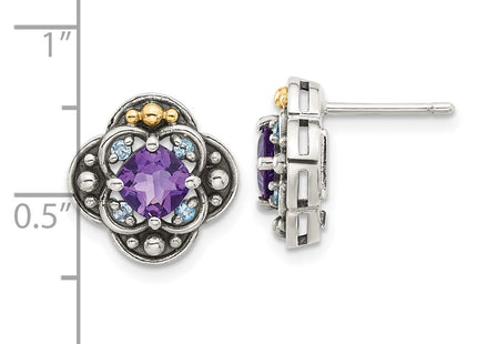 14k/Silver Two-Tone Earrings Style QTC1792 - Classique Jewelry Inc.