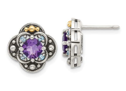 14k/Silver Two-Tone Earrings Style QTC1792 - Classique Jewelry Inc.