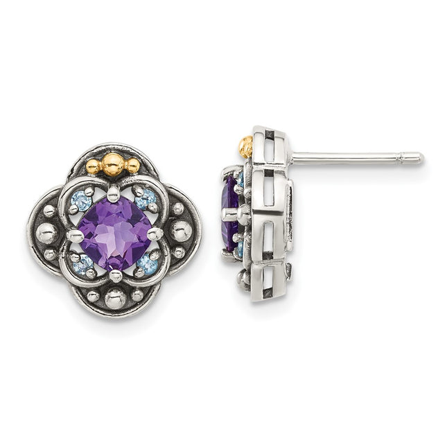 14k/Silver Two-Tone Earrings Style QTC1792 - Classique Jewelry Inc.
