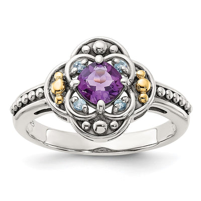 Sterling silver blue topaz ring