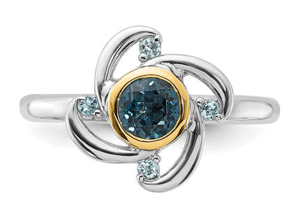 Sterling silver blue topaz ring, further view