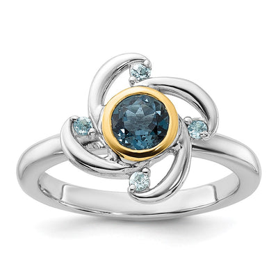 Sterling silver blue topaz ring