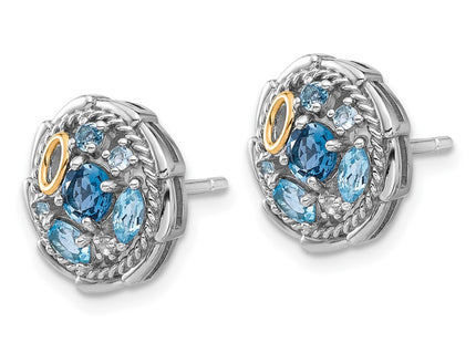 14k/Silver Two-Tone Earrings Style QTC1798 - Classique Jewelry Inc.