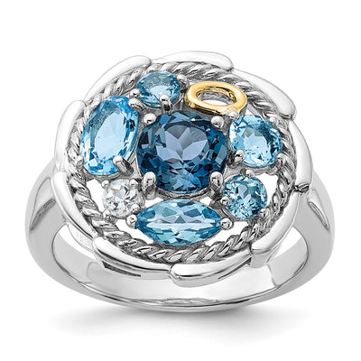 Sterling silver blue topaz ring