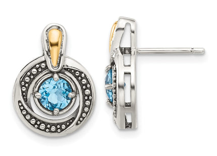 14k/Silver Two-Tone Earrings Style QTC1803 - Classique Jewelry Inc.