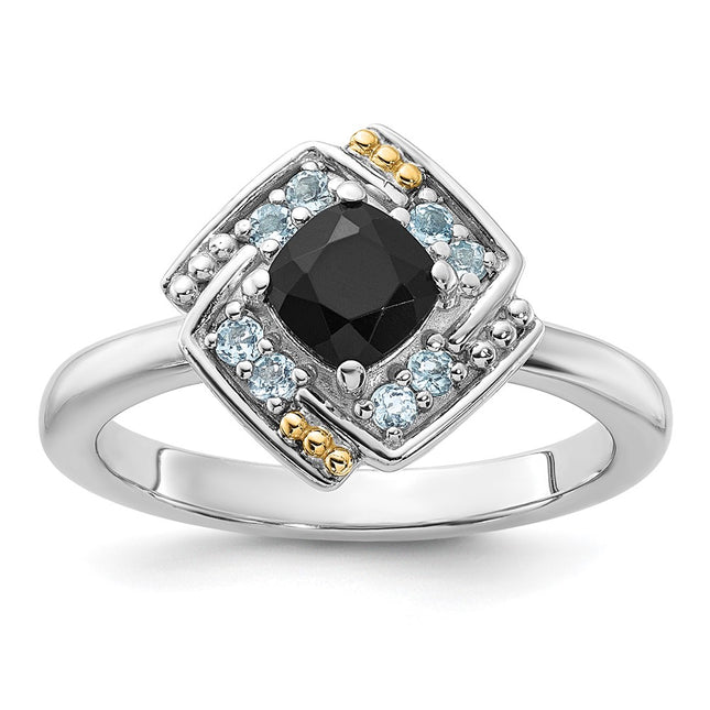 Sterling silver blue topaz ring