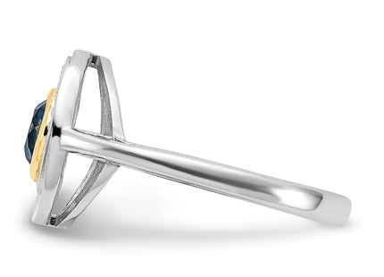 Shey Couture Sterling Silver Rhodium-plated with 14k Accent London Blue Topaz Ring