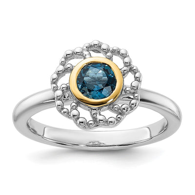 Sterling silver blue topaz ring