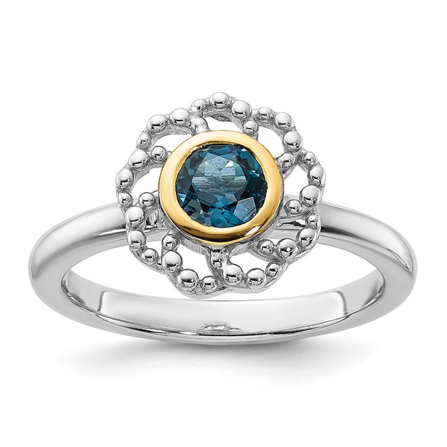 Sterling silver blue topaz ring