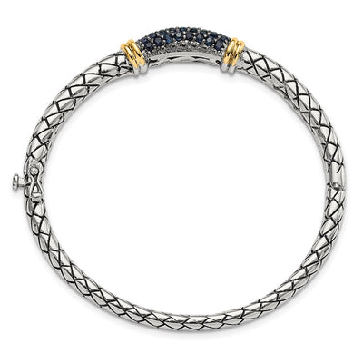Shey Couture Sterling Silver Rhodium-plated with 14K Accent Sapphire Bangle Bracelet